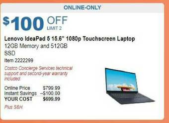 Costco Lenovo IdeaPad 5 15.6 offer