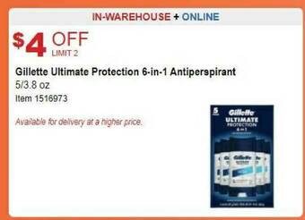 Costco Gillette Ultimate Protection 6-in-1 Antiperspirant offer