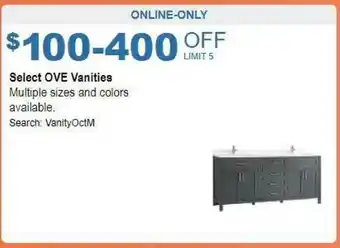 Costco Select Ove Vanities offer