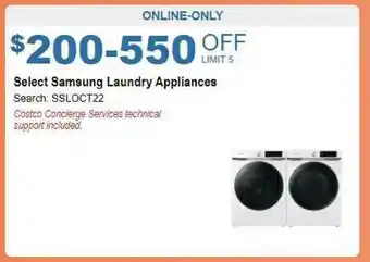 Costco Select Samsung Laundry Appliances offer