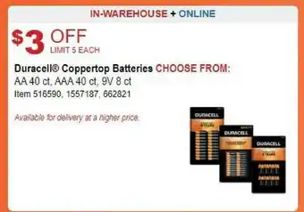 Costco Duracell® Coppertop Batteries offer