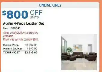 Costco Austin 4-Piece Leather Set offer