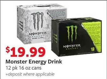 Fareway Monster Energy Drink 12 Pk 16 Oz Cans offer
