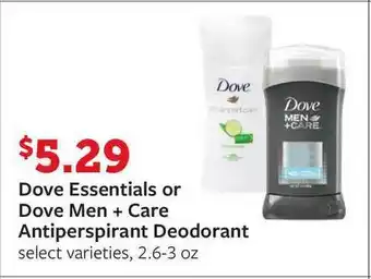 Fareway Dove Essentials Or Dove Men + Care Antiperspirant Deodorant offer
