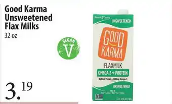 Market of Choice Good Karma Unsweetened Flax Milks offer