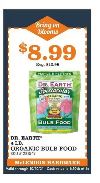 McLendon Dr. Earth® 4 Lb. Organic Bulb Food offer