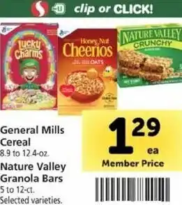 Safeway General Mills Cereal, Nature Valley Granola Bars offer