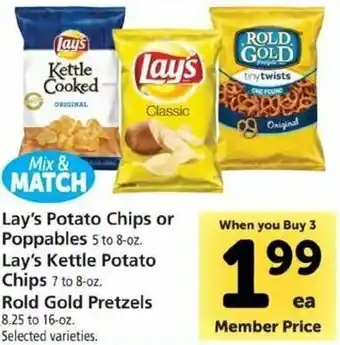 Safeway Lay's Potato Chips Or Poppables, Lay's Kettle Potato Chips, Rold Gold Pretzels offer