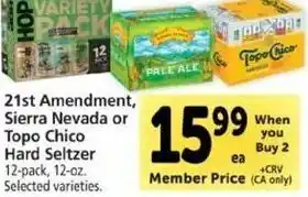 Safeway 21st Amendment, Sierra Nevada Or Top Chico Hard Seltzer offer