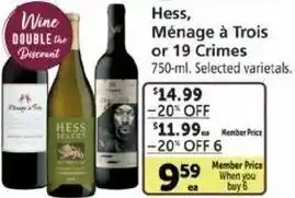 Safeway Hess, Menage à Trois Or 19 Crimes offer