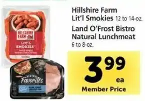 Safeway Hillshire Farm Lit'l Smokies 12-14 oz, Land O'Frost Bistro Natural Lunchmeat offer