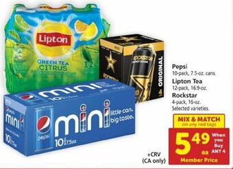 Safeway Pepsi, Lipton Tea, Rockstar offer