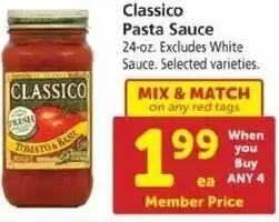 Safeway Classico Pasta Sauce 24 oz offer