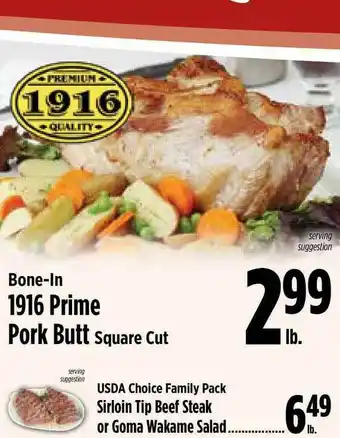 KTA Super Stores Bone-in 1916 Prime Pork Butt Square Cut offer