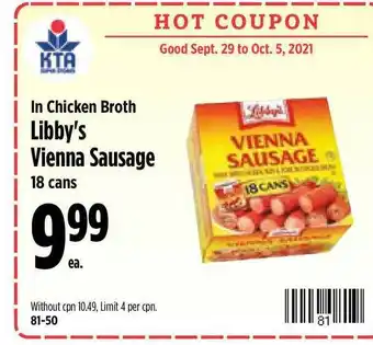 KTA Super Stores In Chicken Broth Libby's Vienna Sausage offer
