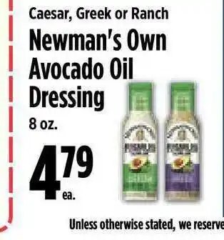 KTA Super Stores Caesar Greek Or Ranch Newman's Own Avocado Oil Dressing offer