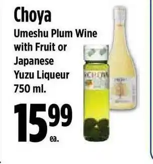 KTA Super Stores Choya Umeshu Plum Wine With Fruit Or Japanese Yuzu Liqueur offer
