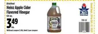 KTA Super Stores Distilled Heinz Apple Cider Flavored Vinegar offer
