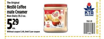 KTA Super Stores The Original Nestlé Coffee Mate Creamer offer