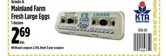 KTA Super Stores Grade A Mainland Farm Fresh Large Eggs offer