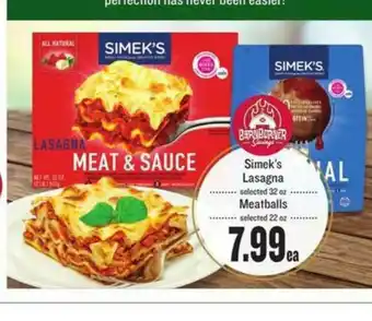 Lowes Foods Simek's Lasagna Meatballs offer