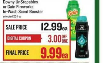 Lowes Foods Downy UnStopables Or Gain Fireworks In-Wash Scent Booster offer