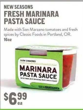 New Seasons Market New Seasons Fresh Marinara Pasta Sauce offer