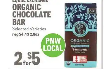 New Seasons Market Equal Exchange Organic Chocolate Bar offer