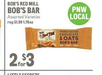New Seasons Market Bob's Red Mill Bob's Bar offer