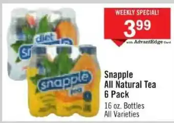 Price Chopper Snapple All Natural Tea 6 Pack offer