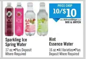 Price Chopper Sparkling Ice Spring Water Hint Essence Water offer