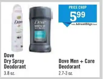 Price Chopper Dove Dry Spray Deodorant Dove Men + Care Deodorant offer