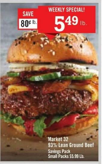 Market 32 93% Lean Ground Beef