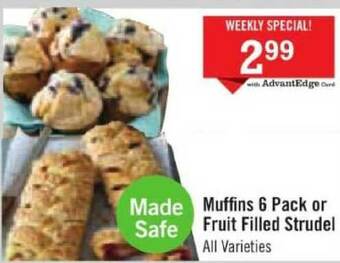 Price Chopper Muffins 6 Pack Or Fruit Filled Strudel offer
