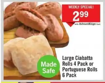 Price Chopper Large Ciabatta Rolls 4 Pack Or Portuguese Rolls 6 Pack offer
