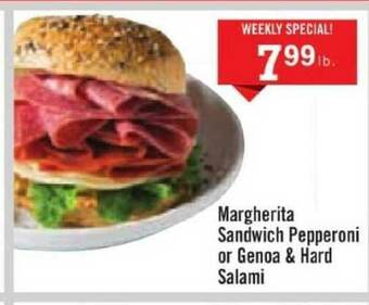 Price Chopper Margherita Sandwich Pepperoni Or Genoa & Hard Salami offer