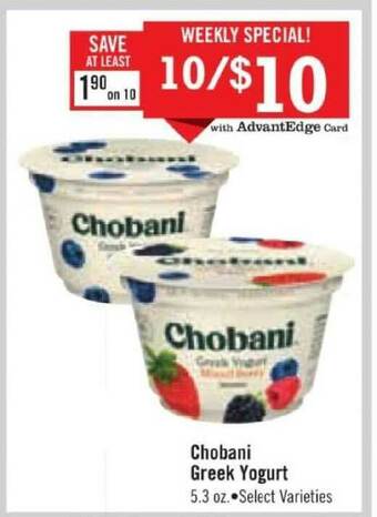 Price Chopper Chobani Greek Yogurt offer