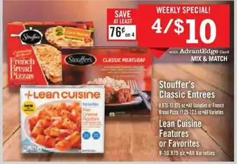 Price Chopper Stouffer's Classic Entrees Lean Cuisine Features Or Favorites offer