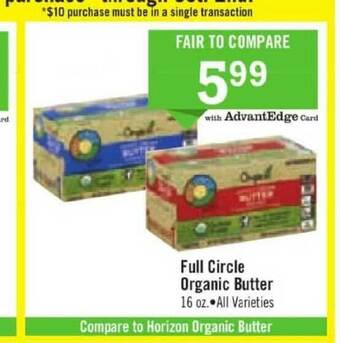 Price Chopper Full Circle Organic Butter offer