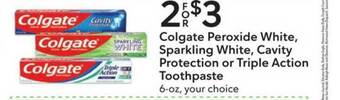 Publix Colgate Peroxide White Sparkling White Cavity Protection Or Triple Action Toothpaste offer