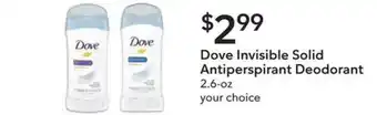 Publix Dove Invisible Solild Antiperspirant Deodorant offer