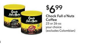 Publix Chock Full O'nuts Coffee offer