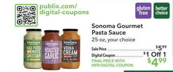 Publix Sonoma Gourmet Pasta Sauce offer