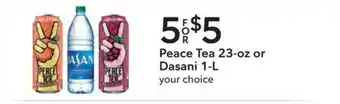 Publix Peace Tea 23-oz Or Dasani 1-l offer