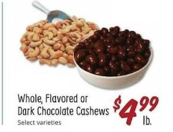 Sprouts Farmers Market Whole Flavored Or Dark Chocolate Cashews offer
