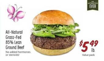 Sprouts Farmers Market All-natural Grass-fed 85% Lean Ground Beef offer
