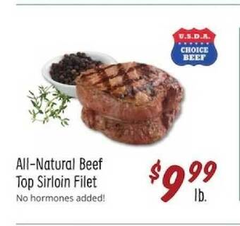 Sprouts Farmers Market All-natural Beef Top Sirloin Filet offer