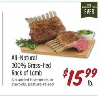 Sprouts Farmers Market All-natural 100% Grass-fed Rack Of Lamb offer