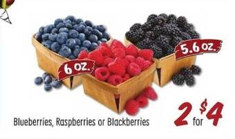 Sprouts Farmers Market Blueberries, Raspberries Or Blackberries offer