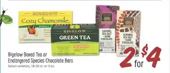 Sprouts Farmers Market Bigelow Boxed Tea Or Endangered Species Chocolate Bars offer